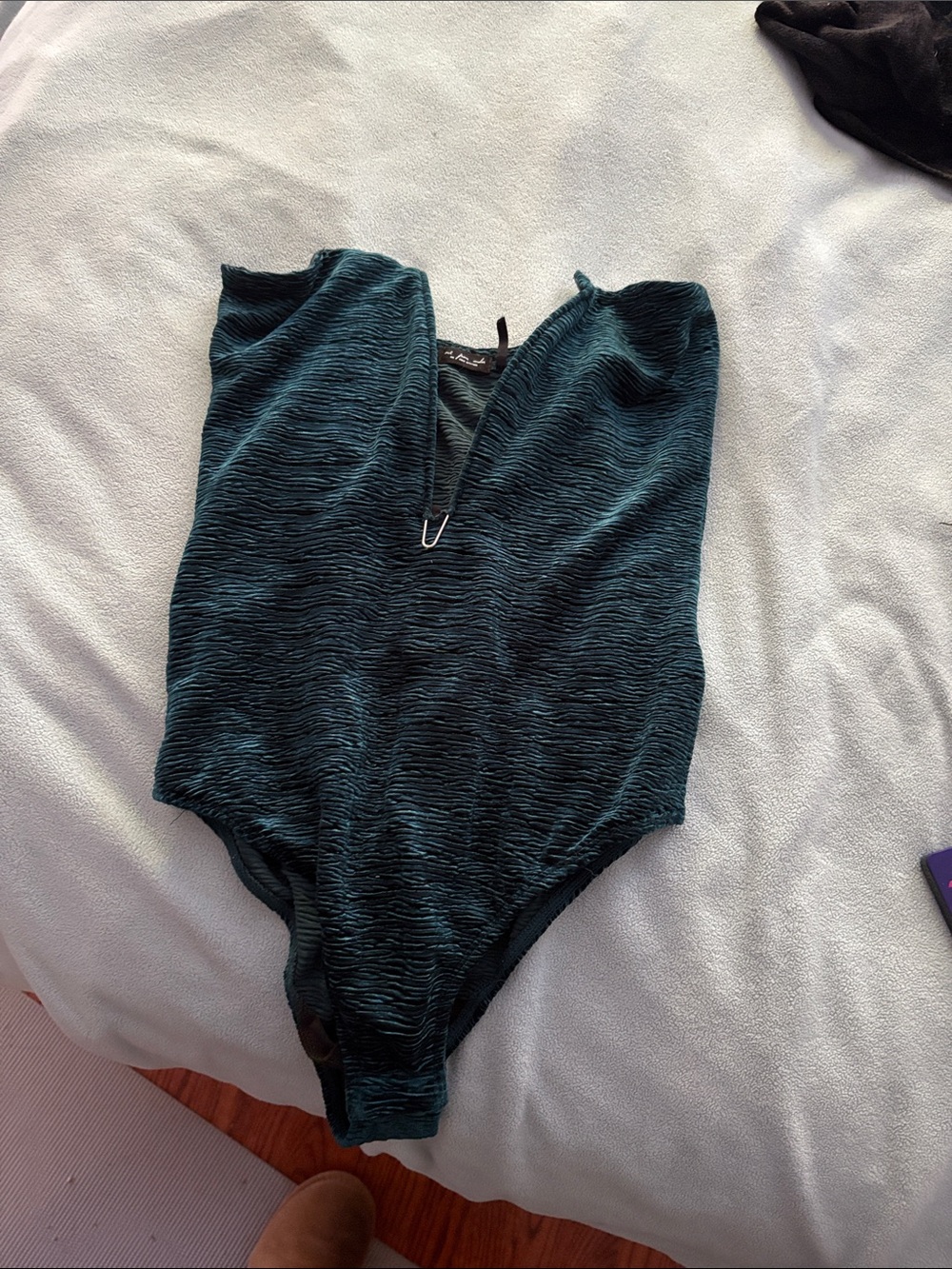 Teal Textured One-Piece Bodysuit